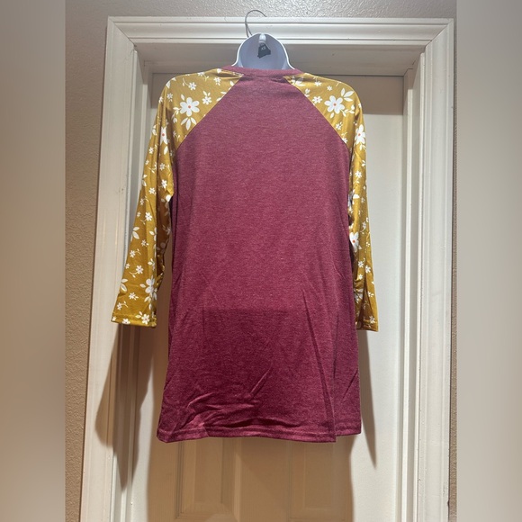 Floral Raglan Shirt - Red and Yellow - Picture 4 of 9